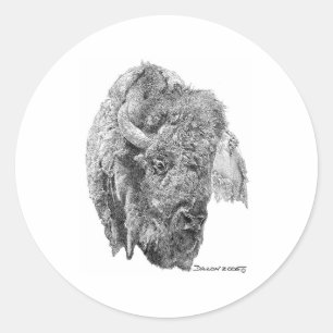 Buffalo Head Runt Klistermärke