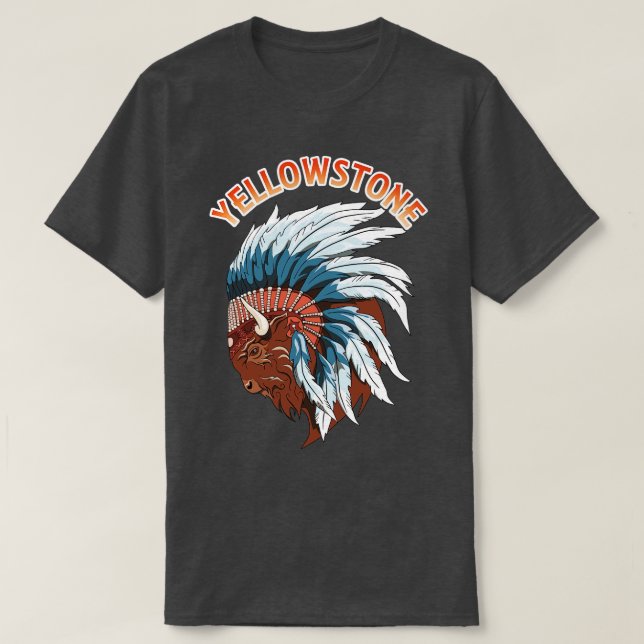 Buffalo Head Yellowstone Wildlife T Shirt (Design framsida)