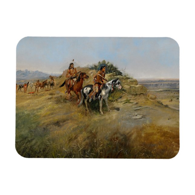 Buffalo Hunt, 1891 (olja på canvas) Magnet (Horisontell)