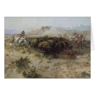 Buffalo Hunt No. 26 av CM Russell, Vintage Indians Hälsningskort