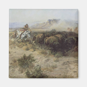 Buffalo Hunt No. 26 av CM Russell, Vintage Indians Magnet
