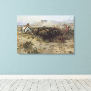 Buffalo Hunt No. 26 av CM Russell, Vintageindianer Canvastryck