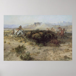 Buffalo Hunt No. 26 av CM Russell, Vintageindianer Poster
