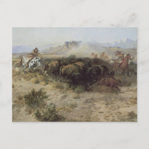 Buffalo Hunt nr 26 av CM Russell, Vintage Indians Vykort