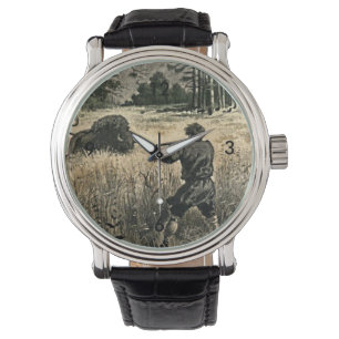 Buffalo Hunt Vilda western Frontiersman Illustrati Armbandsur