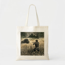 Buffalo Hunt Vilda western Frontiersman Illustrati Tygkasse