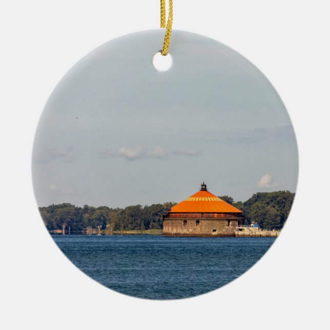 Buffalo Intake Crib Lighthouse Julgransprydnad Keramik (Framsidan)