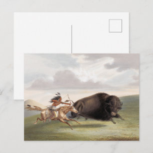 Buffalo jakt, jakt (1884) kromolitografi konst av vykort