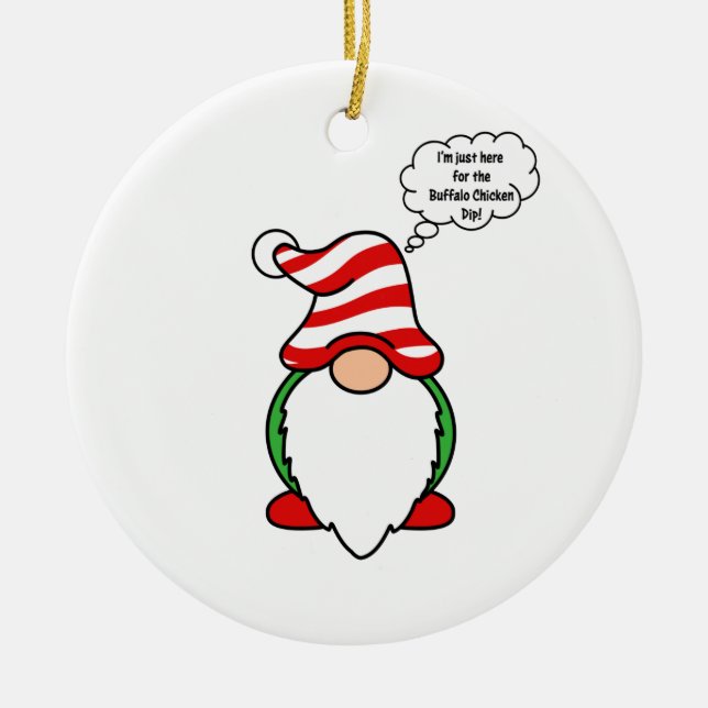 Buffalo kycklingdip gnome julgransprydnad keramik (Framsidan)
