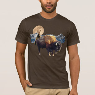 Buffalo, Måne & TeePee Wildlife Art T-Shirt