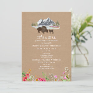 Buffalo Mountain WildblommBaby Shower Cardstock Inbjudningar