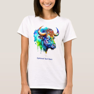 Buffalo Multifärgad Paint Drift vattenfärg T Shirt