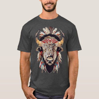 Buffalo Native American Headdress T Shirt