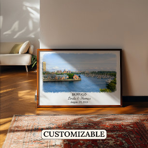 Buffalo New York Affisch, Akvarell, Anpassad Poster