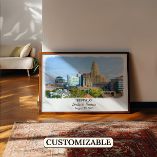 Buffalo New York Affisch, Akvarell, Anpassad Poster