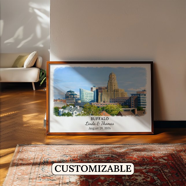 Buffalo New York Affisch, Akvarell, Anpassad Poster (Skapare uppladdad)