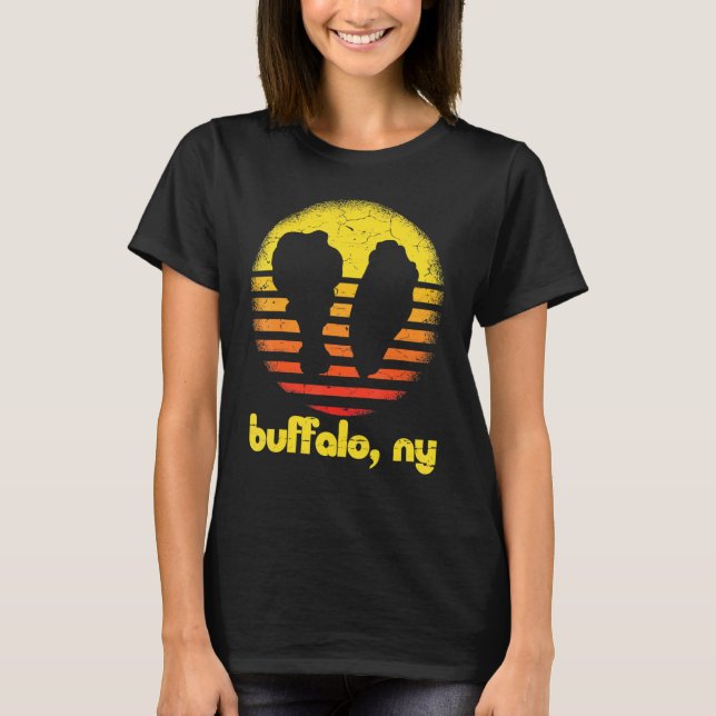 Buffalo New York Chicken Vinge Retro Buffalo Ny T Shirt (Framsida)