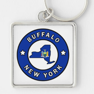 Buffalo New York Fyrkantig Silverfärgad Nyckelring