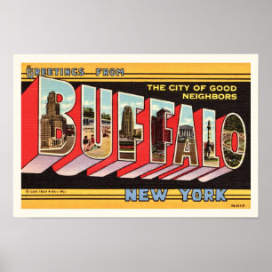 Buffalo New York Retro Hälsning Skriv ut Poster