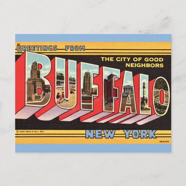 Buffalo New York Retro-vykort Vykort (Framsida)