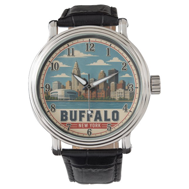 Buffalo New York Skyline Armbandsur (Framsida)