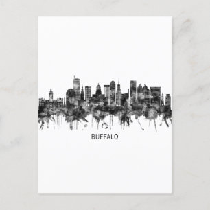 Buffalo New York Skyline BW Helg Vykort
