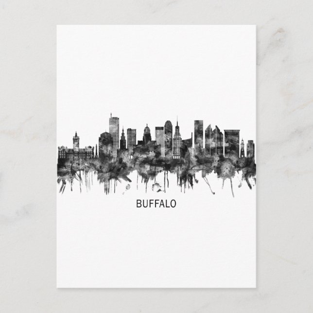 Buffalo New York Skyline BW Helg Vykort (Framsida)