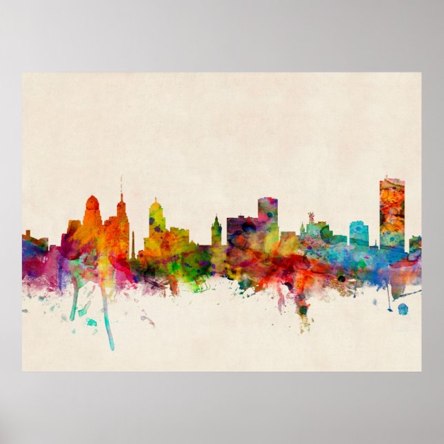 Buffalo New York Skyline Cityscape Poster (Framsidan)