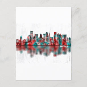 Buffalo New York Skyline Helg Vykort