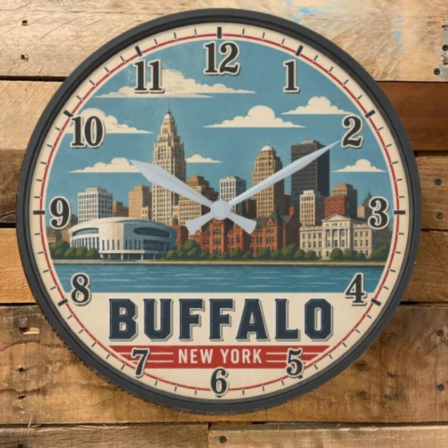 Buffalo New York Skyline Stor Klocka (Skapare uppladdad)