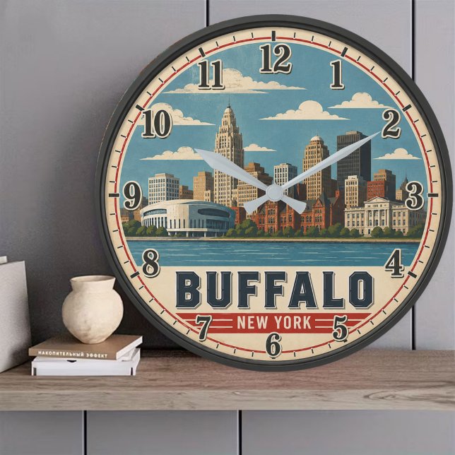 Buffalo New York Skyline Stor Klocka (Skapare uppladdad)