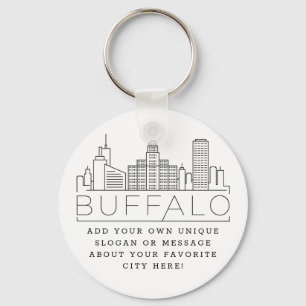 Buffalo, New York Stylized Skyline Anpassningsbar Nyckelring