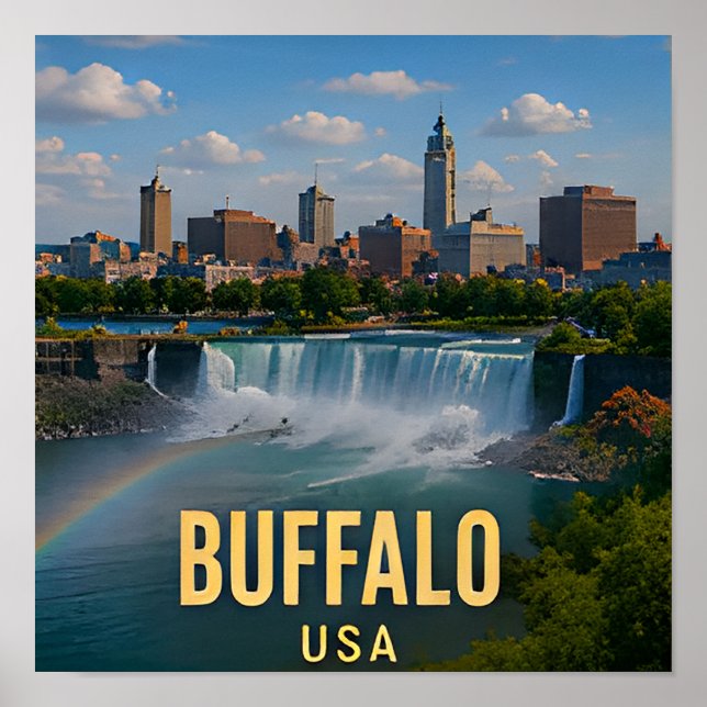 Buffalo New York Vattenfront Fall Resa Present Poster (Framsidan)