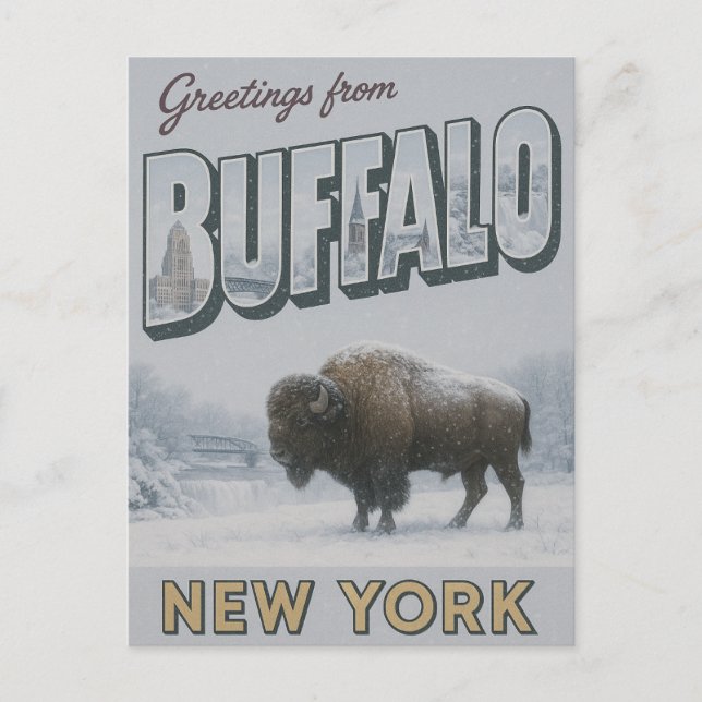 Buffalo New York Winter Vykort (Framsida)