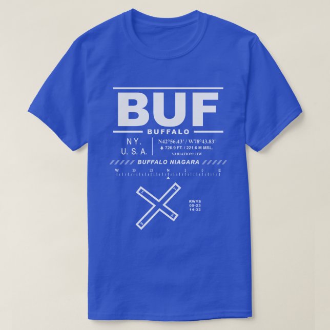 Buffalo Niagara Internationell flygplats BUF T-Shi T Shirt (Design framsida)