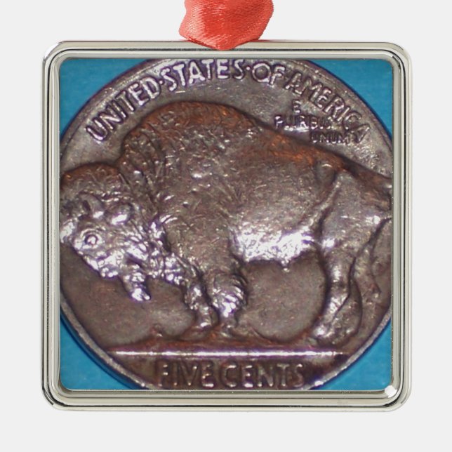 Buffalo Nickel Julgransprydnad Metall (Framsidan)