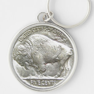 BUFFALO NICKEL RUND SILVERFÄRGAD NYCKELRING