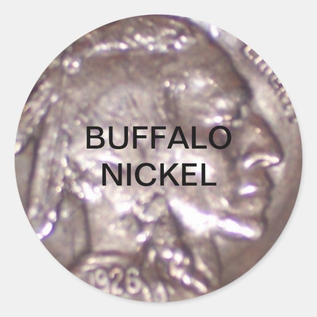 Buffalo Nickel Runt Klistermärke (Framsida)