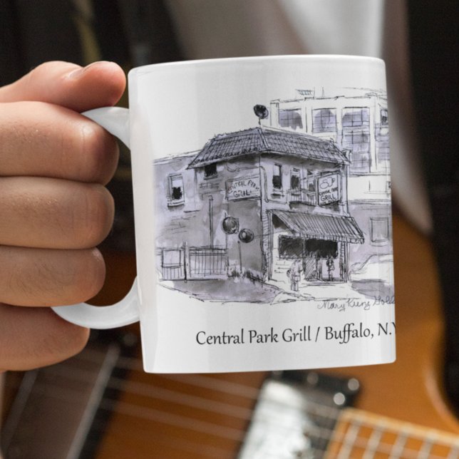 Buffalo NY Central Park Grill Tavern Original Art Kaffemugg (Skapare uppladdad)