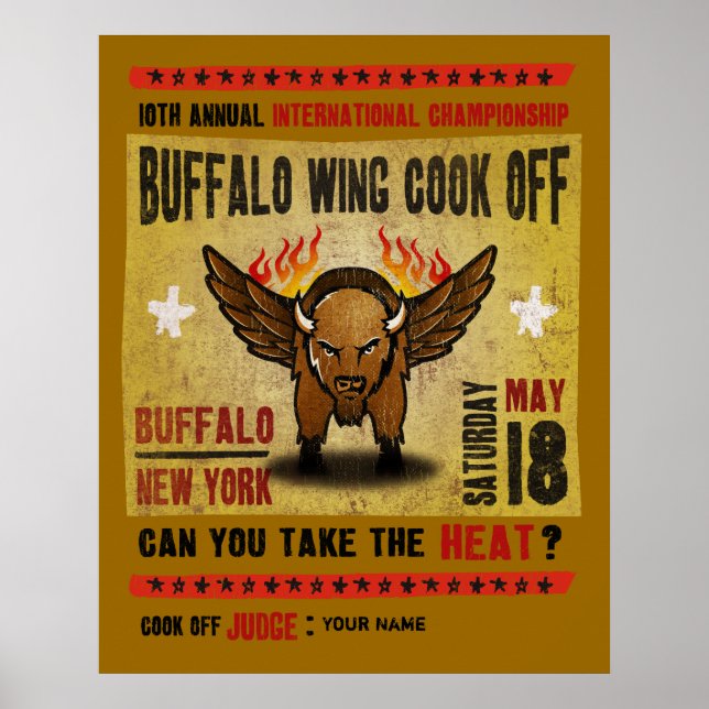 Buffalo, NY - Fire Hett Buffalo Vinge Cook Off Poster (Framsidan)