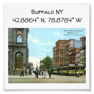 Buffalo NY Karta samordnar Vintage Stil Fototryck