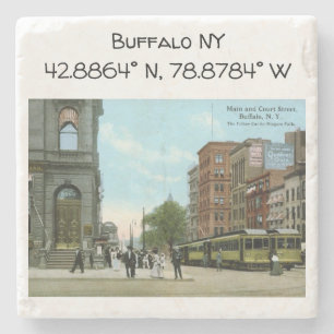 Buffalo NY Karta samordnar Vintage Stil Stenunderlägg