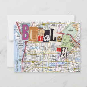 Buffalo NY Kartor Collage vycard 40 Vykort