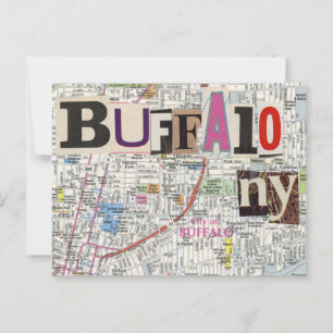 Buffalo NY Kartor Collage Vykort