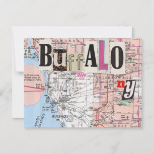 Buffalo NY Kartor kollage vycard Vykort