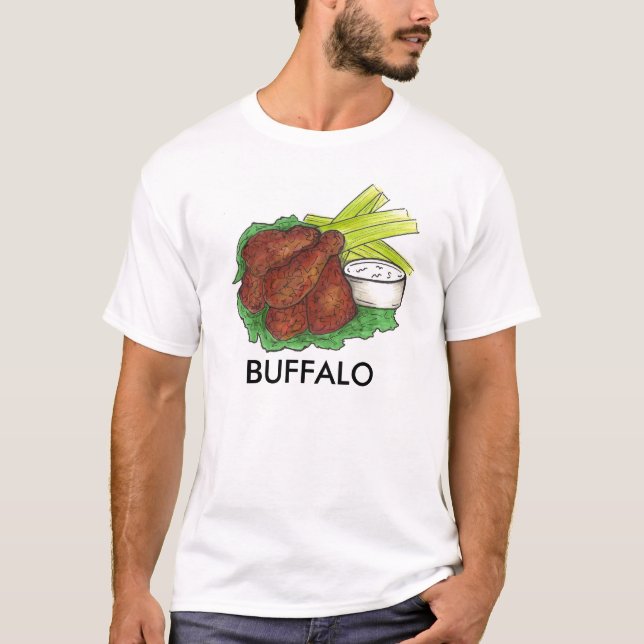 Buffalo NY New York Hett BBQ Chicken Vingar Celery Tröja (Framsida)
