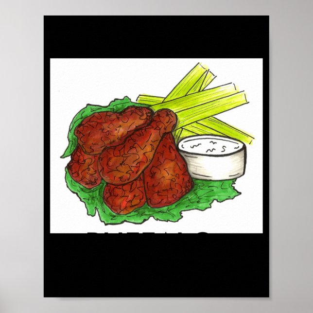 Buffalo Ny New York Hot Bbq Chicken Wings Celery _ Poster (Framsidan)