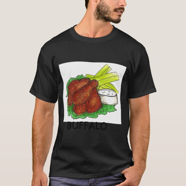 Buffalo Ny New York Hot Bbq Chicken Wings Celery _ T Shirt (Framsida)