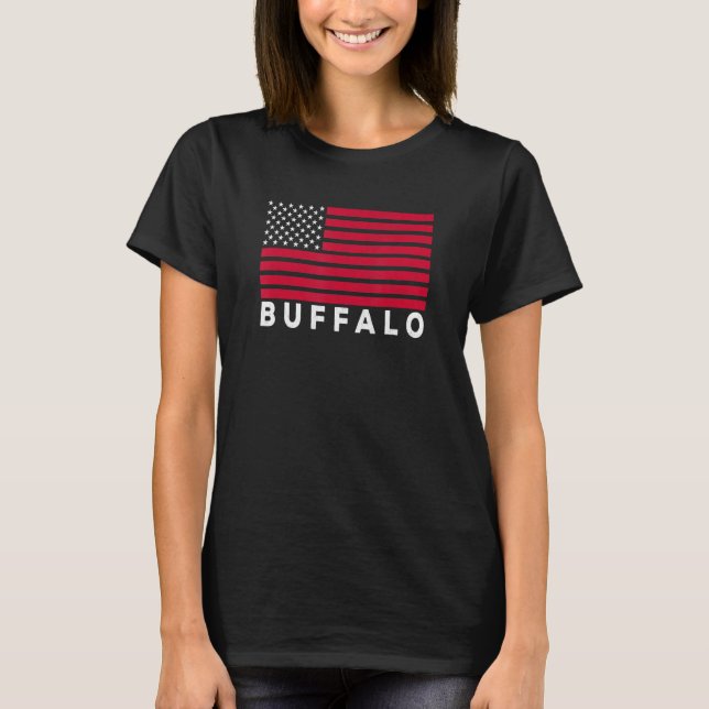 Buffalo NY USA Flag Buffalo Red White & Blue Buffa T Shirt (Framsida)