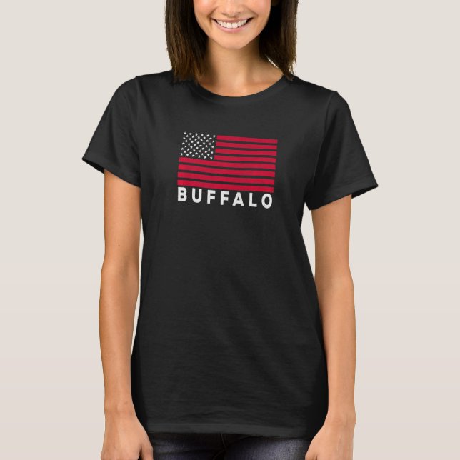 Buffalo NY USA Flag Buffalo Red White & Blue Buffa T Shirt (Framsida)